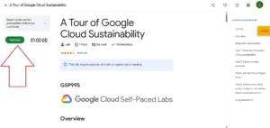 Start Lab in Tour of Google Cloud Sustainability