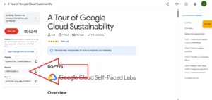 Get Login Details of lab in Tour of Google Cloud Sustainability